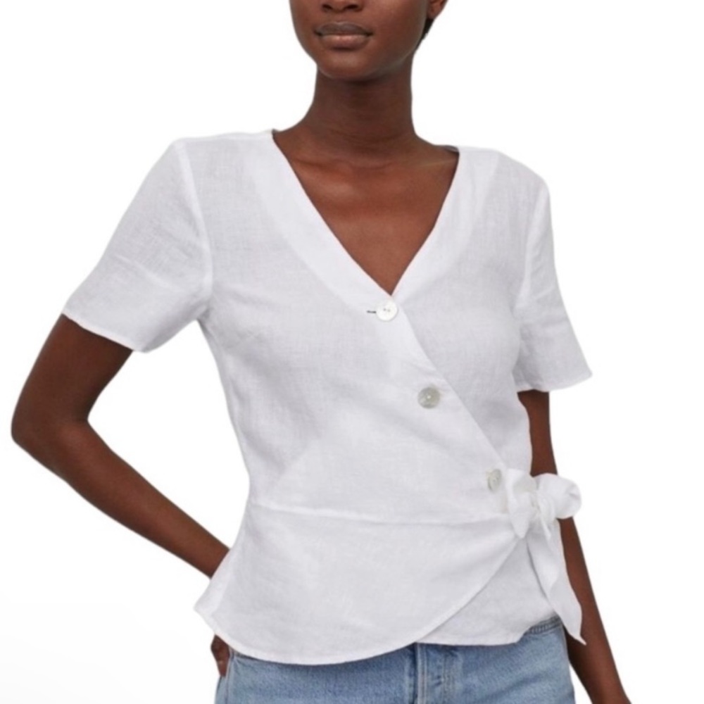 H&M Linen Wrap Top